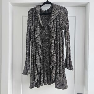 INC open front cardi with bell sleeve and ruffle front ladies XL